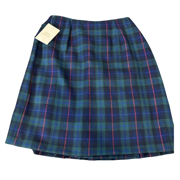 CARROLL REED Wool Plaid Pleated Skirt Size 10 Gold Buckle Detail - Picture 13 of 13